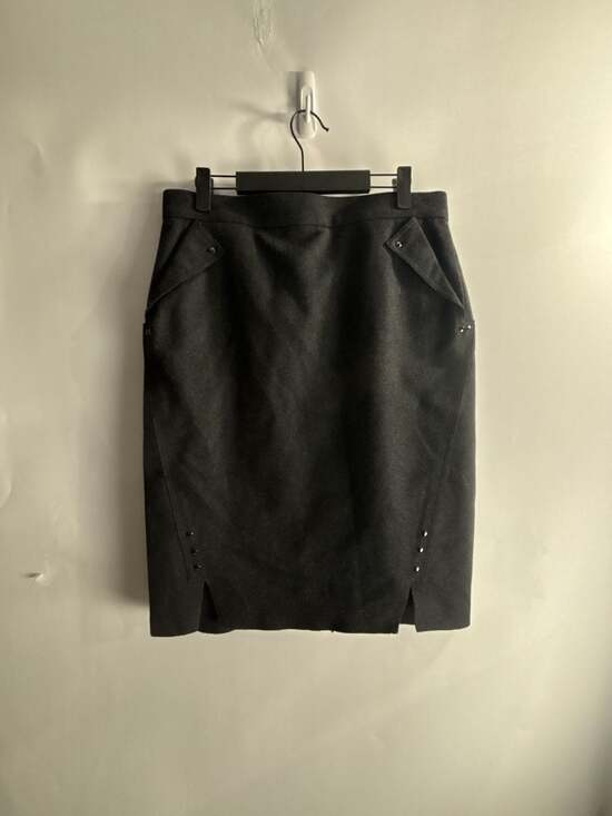 Per Se Dresses & Skirts - Per Se Charcoal Gray Wool Blend Pencil Skirt with Studded Detail
